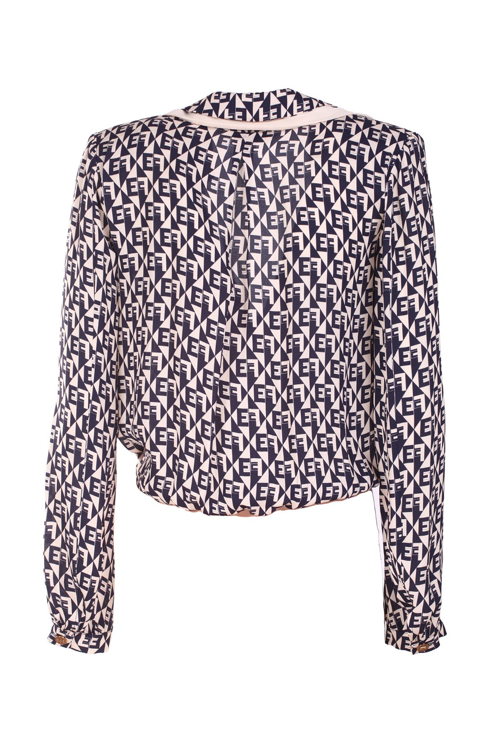 shop ELISABETTA FRANCHI Saldi Body: Elisabetta Franchi camicia body incrociata con stampa rombi.
Camicia a body in georgette di viscosa.
Doppio colletto incrociato sul davanti  che crea una profonda scollatura.
Maniche lunghe arricciate e ampie al fondo che terminano in piccoli polsi chiusi da bottoni metallici oro logo EF.
Composizione: 100% viscosa.
Made in Italy.. CB00126E2-AT4 number 2585191